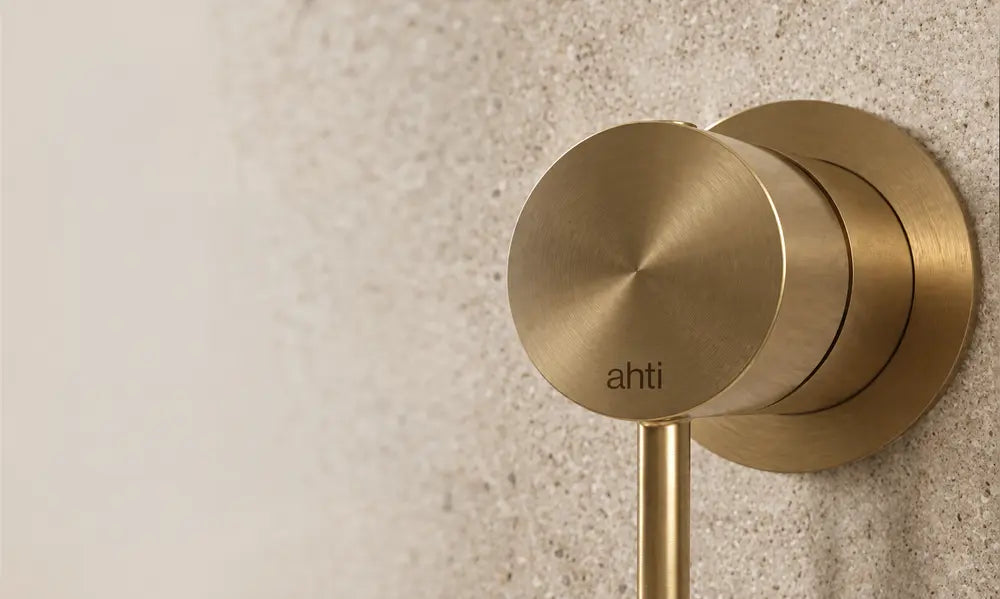 Ahti bespoke engraved brass shower control